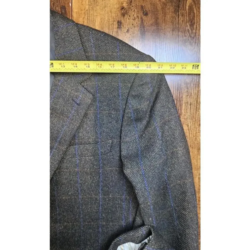 Saint Andrews Men's Wool Cashmere‎ 2 Button Sports Coat Italy Olive Windowpane
